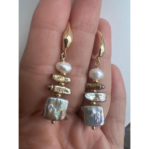 22 Mixed Baroque Pearl Necklace Bracelet Earrings Set Gold Plated - Picture 5 of 16